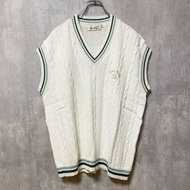古著 Arnold Palmer 針織背心毛衣，帶一點刺繡，白色，復古，M 碼