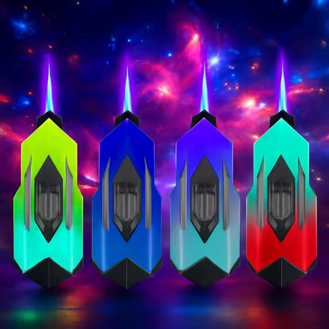 1-8 pack Per Set Torch Lighter with LED Light Refillable Butane Gas Lighter Adjustable Flame Windpro