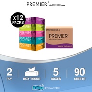 Premier Funky Pack 5C Box Facial Tissue 2 PLY (90s x 5) x 12 Packets (Carton)