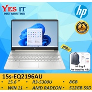 HP 15s-EQ2196AU/ EQ2197AU/ EQ2195AU 15.6'' FHD Laptop ( R3 5300U, AMD RADEON, 8GB, 512GB SSD, W11+OP