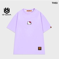 HY KOREA loose-fitting T-shirt embroidered with Kitty Head 53, short sleeves for men and women