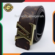 Men's Women's Leather Belt, LV Buckle, Imported Stab Model