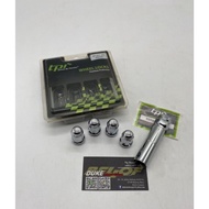 TPI SPORT RIM TYRE TAYER TIRE WHEEL LOCK NUT M12X1.50MM 5SPLINE LOCK NUT 33MM CHROME