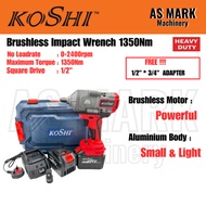 Koshi 21v 6.0AH Li-ion Battery 1350NM TORQUE Brushless Motor Cordless 1/2 Impact Wrench Driver Fast 