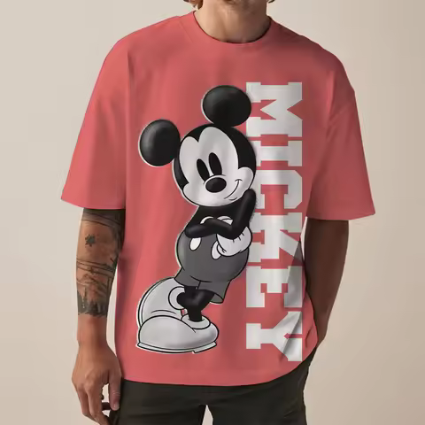 Mickey Mouse Men's T-shirt 3D Disney Print Short Sleeve Fashion Cartoon Clothing Summer Men's T-shir
