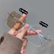 Korean New Anti-blue Light Color-Changing glasses Fashionable Square Frame Day And Night Dual-Use In