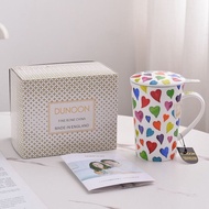 DUNOON Bone China Mug with Tea Leak Coffee Cup Exquisite Afternoon Tea Water Cup Gift Box