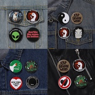 (ZT)44mm Tinplate Button Pin Funny Animal Goose Frog Cat Alien Cherry Brooch Badges Creative Anime J