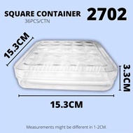SQUARE CONTAINER 2702 正方饼干塑料瓶罐盒巧克力盒子甜品打包盒子 CHOCOLATE COOKIES CONTAINER PLASTIC BOX BISKUT RAYAFUFONG