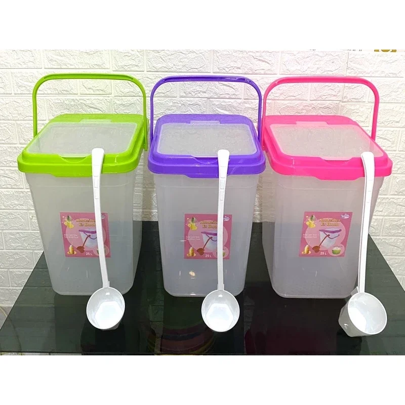 1 SET KONTAINER ES BUAH LOVENIA 15/25 LITER  PLUS GAYUNG / TOPLES PLASTIK ES BUAH GAGANG