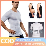 Men Shapewear Shirt  Slim Fit Tummy Control  Short Sleeve Compression T-shirt  Baju Dalam Lelakihbiw