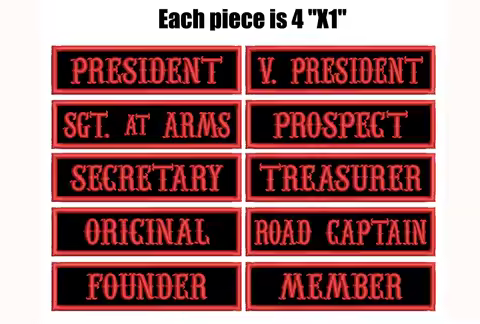 10 Pcs 4"Wx1"H Officer Title Rank Vest Patches President VP Rocker Rider Motorcycle Biker Patches Na