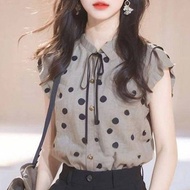 Polka Dot Blouse for Women Shirt Elegant Blouse Women Clothes Trendy Tops Korean tops for Women
