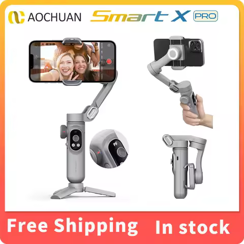 AOCHUAN Smart X Pro 3-Axis Smartphone Gimbal Handheld Stabilizer with Fill Light Wireless Charging f