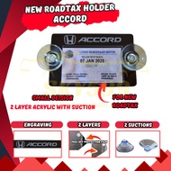 Car Roadtax Holder Acrylic Color With Suction Cup 2024 Version New Size For Honda Accord