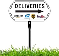 Felexdo 12"x6"Deliveries Sign with 14" Strong Steel Stake with Arrow Right