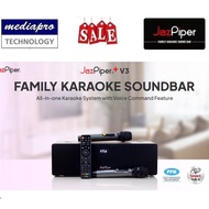 JazPiper + V3 Smart Voice Family Karaoke Soundbar built-in Karaoke Player, Amplifier, Mixer with 2 x Wireless Microphone