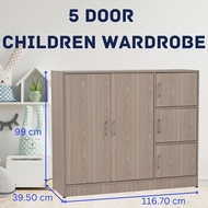 ROAM Kids Wardrobe 5 Doors with Hanging Rod Kanak Almari Baju Budak Rak Baju Budak Murah Light Grey Oak Color 小孩衣柜 衣橱