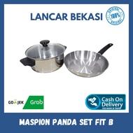 Maspion Panda Set Fit B [Dutch Oven 18cm + Frypan 20cm Stainless Set]