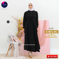 Gamis Remaja Wanita Muslim Model Polos Terbaru Bahan Crinkle Airflow Premium Lebaran 2024