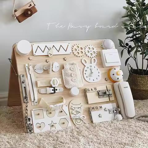 Montessori Busy Board Toys For Children Educational Games DIY Busy Board Parts Wooden Toys Sensory B