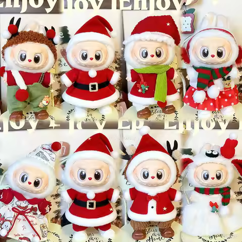 Cute Christmas Clothes for 17cm Labubu Plush Do Monster Skirt Sweet Princess Dress Cloak More Access