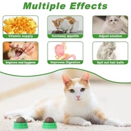 Catnip Toys 4 Pieces Chew Lick Wall-mounted Ball Cat Treat Toy For Cleaning Scratching Exercise Ente