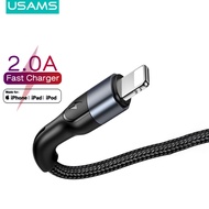 USAMS สายชาร์จไอโฟน Lightning Charge Cable Aluminum alloy braided Cable Lightning For iPhone 7/ iPhone 8