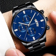 GENEVA Men's Watches Waterproof Original Stainless Steel Analog Quartz Wrist Watch Men Luxury Business Luminous Automatic Calendar Sport Clock Relo for Men