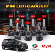 [PERODUA] Myvi 2PCS Mini Type Car LED Headlight Bulb H4 H8/H11 9005 Hi/Lo Beam Headlamp Lampu Depan 