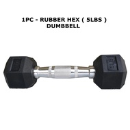 1PC - RUBBER HEX ( 5LBS ) DUMBBELL