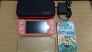 (二手主機)NS switch lite 珊瑚紅色主機+ns 動物森友會+主機tpu殼+收納包 9成3新 直購價4980