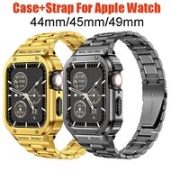 Mod Kit Strap For iWatch 8 Band 45mm 44mm 40mm 41mm Stainless Steel Strap+Metal Case For iWatch Ultra 49mm Bracelet Correa
