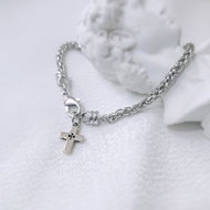 925純銀實心鏤空十字架手鍊/福音禮品/基督教禮物