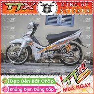 Tem Xe Sirius Trắng Xám Bạc Cam Lửa - Tem Sirius Cam Trắng Xám Siêu Đẹp - Mẫu Team Sirius Trắng Xám