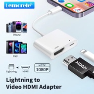 Lemorele L8 Lightning To หัวแปลงสัญญาณ HDMI สำหรับ iPhone To TV iPhone To หัวแปลงสัญญาณ HDMI 1080P สายต่อหน้าจอหัวแปลงเอวีดิจิทัลพร้อมชาร์จพอร์ตสำหรับโปรเจคเตอร์ระบบสัมผัสไอโฟนไอแพดไอพอดฯลฯ