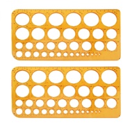 2 pcs PVC Multifunctional Practical Circles Template for Drawing, Orange Circles Stencil