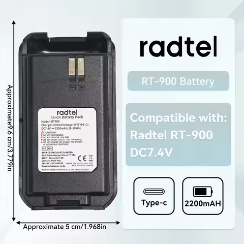 Walkie Talkie Li-ion Battery Pack 2200mAh for Radtel RT-900 Two Way Ham Radio