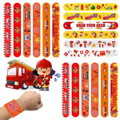 Fireman Birthday Party Supplies Snap Bracelets for Kids Party Bag Fillers Slap Bracelet Firefighters