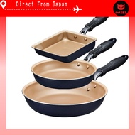 Evercook Frying Pan Set 3-Piece Set (20cm Frying Pan, 26cm Frying Pan, Tamagoyaki Pan) for Gas Flame