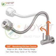 KOYOT 304 Stainless Steel Wall Mounted Universal Two Effluent Modes Kitchen Faucet For Sink