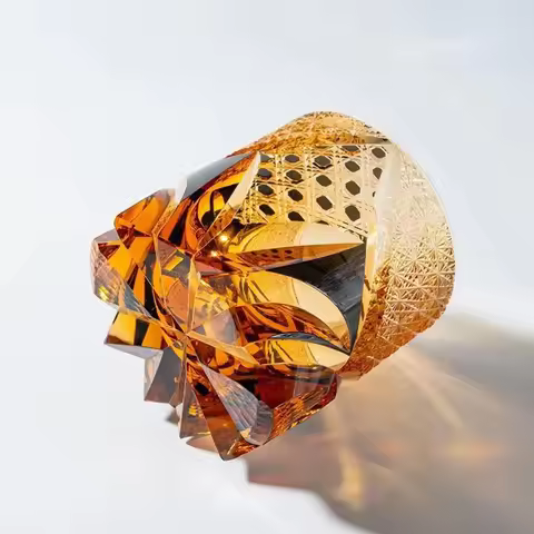 3D Relief Royal Court XO Whisky Tasting Cup Japanese Edo Kiriko Crystal Wine Glasses Manual Diamond 