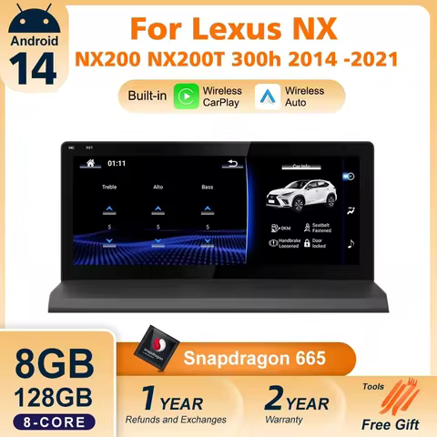 Nunoo Android 14 CarPlay Auto Radio For Lexus NX NX200 NX200T NX300h 2014-2021 Multimedia Navigation