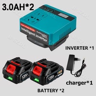Makita ตัวแปลงไฟ อินวอเตอร์ 30W 21V-48V 110V-220V 2 USB 5V/3A 1 USB 5V/3A 9V/2A 12V/1.5A สำหรับแบตเต