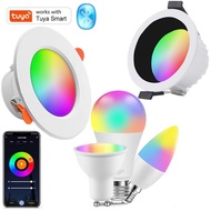 TUYA Bluetooth Light E27 E14 GU10 5W 9W 15W Smart Bulb with Tuya Lamp RGB LIGHT Group Control Timer