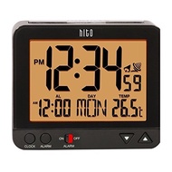 HITO Atomic Bedside Desk Travel Alarm Clock w/ Date， Temp， Week， Auto Night Light- Battery Operated