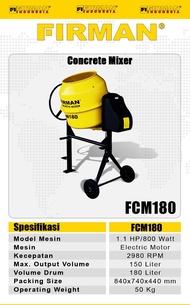 Molen Mini Firman FCM180 - Pengaduk SEMEN Molen Listrik Firman