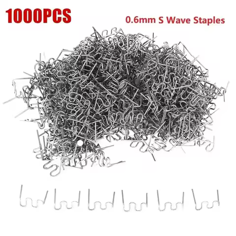 1000pcs 0.6mm S Wave Staples Kit Plastic Welding Bumper Repair Iron Staples S Wave Staples Hot Plast