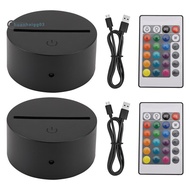 .2 Pack 3D Night LED Light Lamp Base + Remote Control + USB Cable, 16 Colors Light Show Display Stan