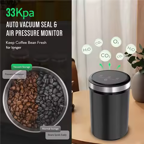 AB66-2X Vacuum Coffee Canisters With Airtight Lids 33Kpa Auto Vacuum And Stop Touch Screen Storage J